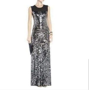BcBGMaxAzria $368 Sequins Maxi Knit Gown Size Small